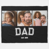 Vater hat elegante 3 Foto-Geschenke Schwarz einger Fleecedecke (Vorderseite (Horizontal))