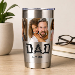 Vater hat elegante 3 Foto-Geschenke Schwarz gegrün Thermobecher