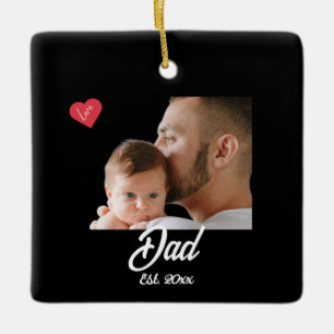 Vater hat lustiges Skript Foto Herz Geschenk einge Keramikornament