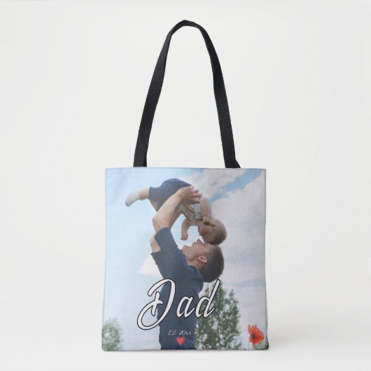 Vater hat lustiges Skript Foto Herz Geschenk einge Tasche (Vorderseite)