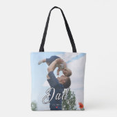 Vater hat lustiges Skript Foto Herz Geschenk einge Tasche (Rückseite)