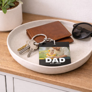 Vater hat modernes, fettes Foto gegründet Schlüsselanhänger