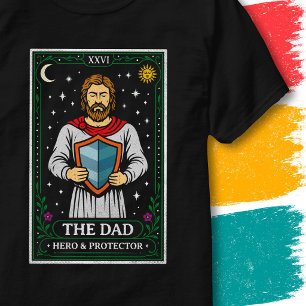 Vater Held Schild Vintage Tarot Stil Karte Papa T-Shirt