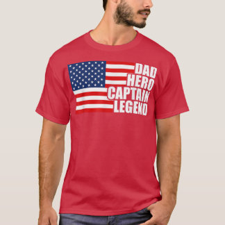 Vater Helden Kapitän Legende Boat USA Flag 4. T-Shirt