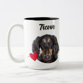 Vater-Hund-Foto/Name/lustiger Hund-Zitat Zweifarbige Tasse (Links)