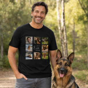 Vater Hund Papa Fotocollage schwarz T-Shirt