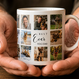 Vater Hund Papa Fotocollage weiß schwarz Kaffeetasse