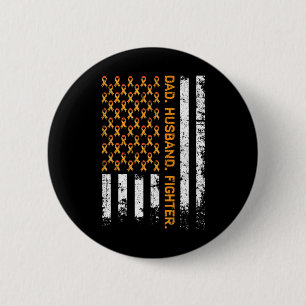 Vater Husband Fighter Ribbon USA Flag Leukemia Awa Button