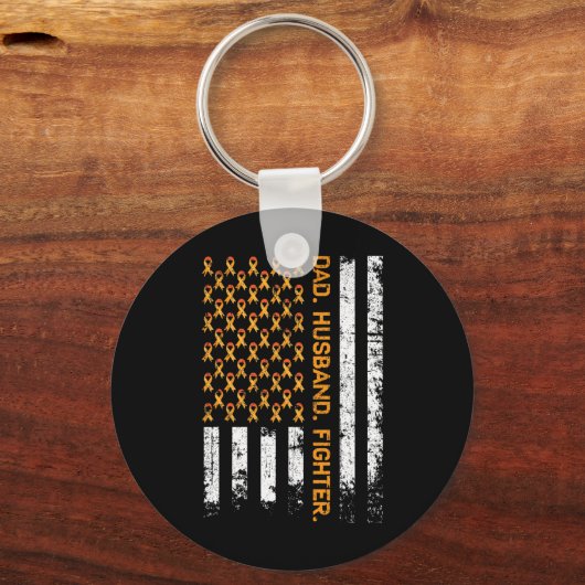 Vater Husband Fighter Ribbon USA Flag Leukemia Awa Schlüsselanhänger (Vorderseite)