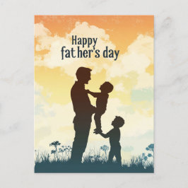 Vater I Kinder Silhouette Vatertag Postkarte
