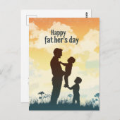 Vater I Kinder Silhouette Vatertag Postkarte (Vorne/Hinten)