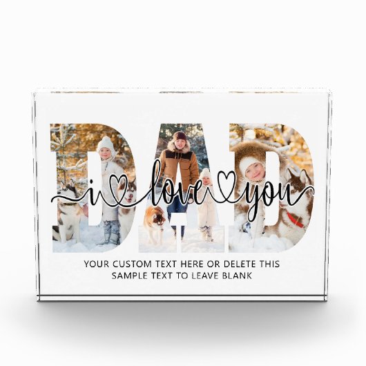 Vater I Liebe Sie 3 Foto Collage Script Herz (Vorderseite)