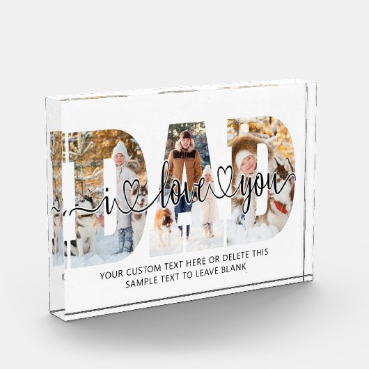 Vater I Liebe Sie 3 Foto Collage Script Herz (Links)