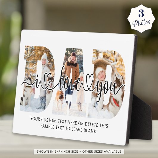 Vater I Liebe Sie 3 Foto Collage Script Herz Fotoplatte