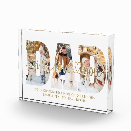 Vater I Liebe Sie 3 Foto Collage Script Herz Gold (Rechts)