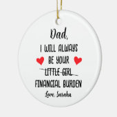 Vater, ich werde immer Ihre finanzielle Belastung, Keramik Ornament (Links)