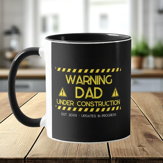 Vater-im-Aufbau-Warnungsdesign Tasse