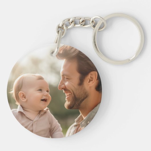 Vater im Jahr Vater der neuen Baby-Foto Schwarz Schlüsselanhänger (Rückseite)