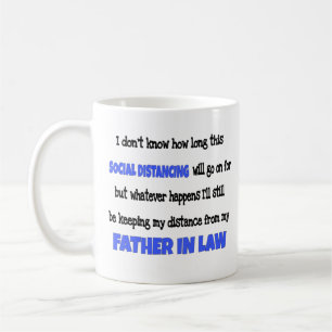 Vater im Recht soziale Distanz Kaffeetasse