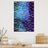 Vater in vielen verschiedenen Weltsprachen - Blau Poster (Küche)