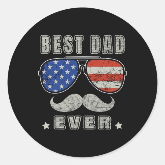 Vater je US-Flaggenfeier 4. Juli Runder Aufkleber (Vorderseite)