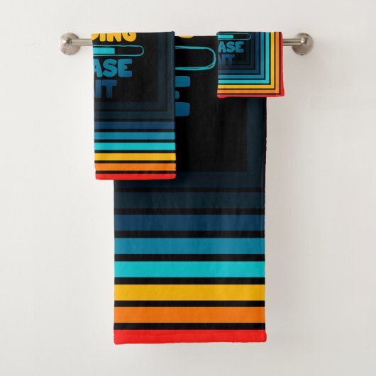 Vater Joke Loading Bitte warten Text Design Badhandtuch Set (Insitu)