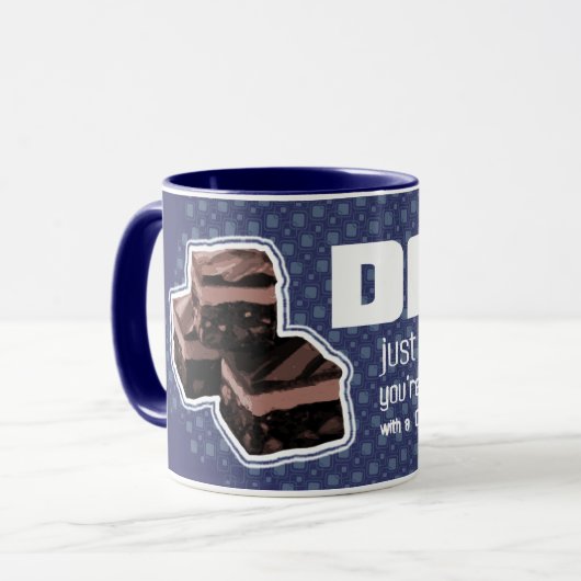 Vater "just like fudge" lustige blaue Tasse (Vorderseite Links)