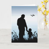 Vater/Kind-Silhouette Karte (Gelbe Blume)