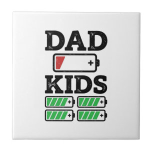Vater Kinder Batterie Lustig Retro Vektor-Shirt-De Fliese