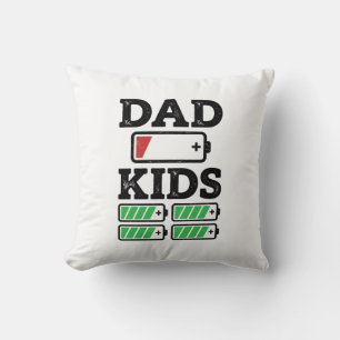 Vater Kinder Batterie Lustig Retro Vektor-Shirt-De Kissen