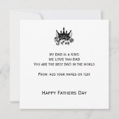 Vater King of my life Vathers Day Karte (Rückseite)