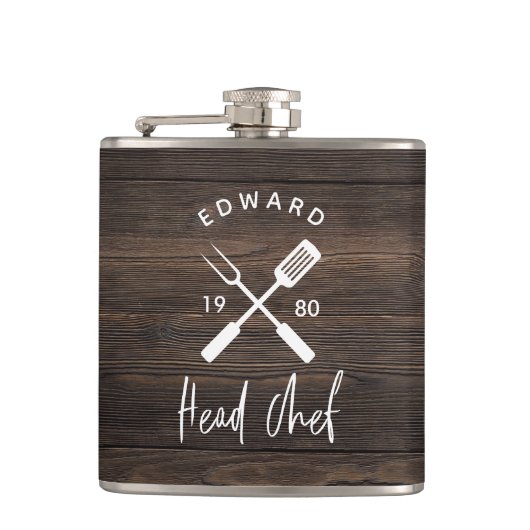 Vater Koch Grillen Grill Weihnachten Geburtstag mo Flachmann (Vorderseite)