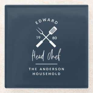 Vater Koch Grillen Grill Weihnachten Geburtstag mo Glasuntersetzer