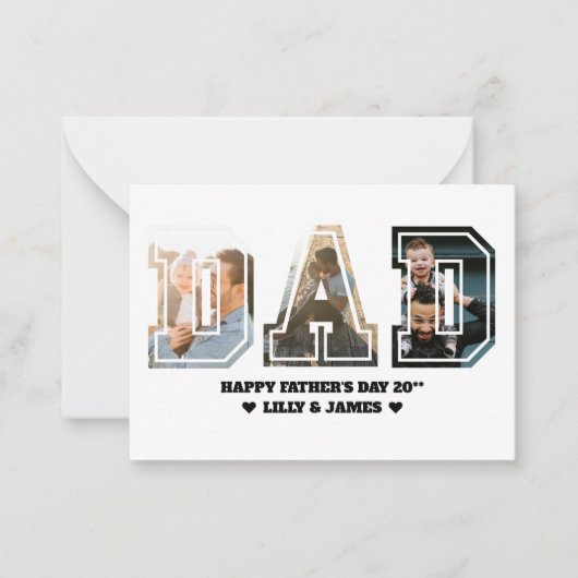 VATER Letter Cutout Foto Collage Vatertag Mitteilungskarte (Vorderseite)