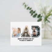 VATER Letter Cutout Foto Collage Vatertag Postkarte (Stehend Vorderseite)