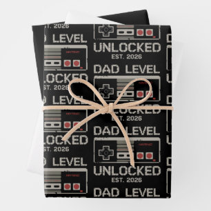 Vater-Level freigeschaltet 2026 Bald zum Gamer-Dad Geschenkpapier Set