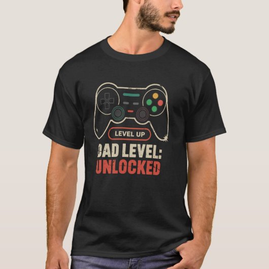 Vater Level Unlocks Controller Vatertag T-Shirt (Vorderseite)