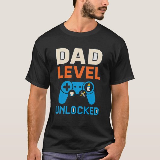 Vater Level Unlocks Shirt - Funny Gamer Vater Gesc (Vorderseite)