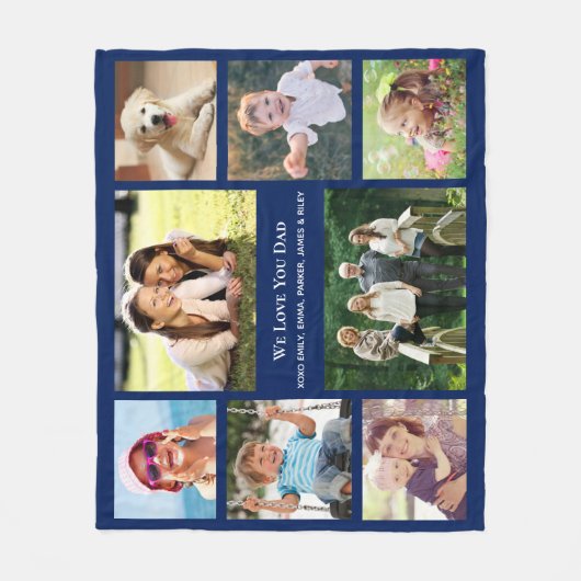 Vater Liebe Sie Foto Collage Blue Fleecedecke (Vorderseite)