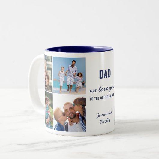 Vater Liebe Sie zur Outfield & Back Foto Collage Zweifarbige Tasse (Vorderseite Links)