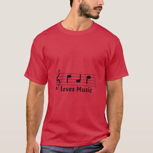 Vater Lieben Musik Notenblatt Musiker T-Shirt (Vorderseite)