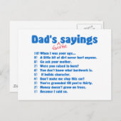 Vater Lieblings-Redewendungen Postkarte (Vorne/Hinten)