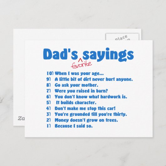 Vater Lieblings-Redewendungen Postkarte (Vorne/Hinten)