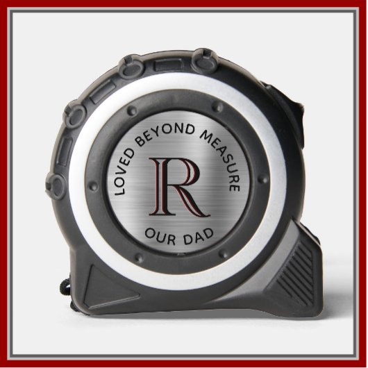 Vater liebt jenseits von Messstahl Grau Monogramm Maßband