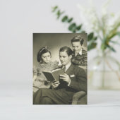 Vater liest auf Sohn Postkarte (Stehend Vorderseite)