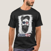 Vater Life Daddy Beard Sonnenbrille USA Flaggenfla T-Shirt (Vorderseite)