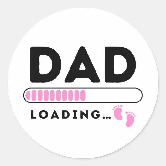 Vater Loading Baby Girl Pink bald Papa sein Runder Aufkleber (Vorderseite)