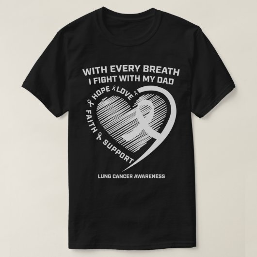 Vater Lungenkrebs Bewusstsein gibt White Ribbon Lu T-Shirt (Design vorne)