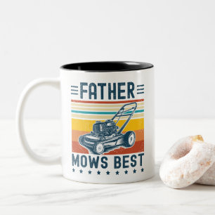 Vater mäht am besten Lustiger Rasen mähender Vater Zweifarbige Tasse