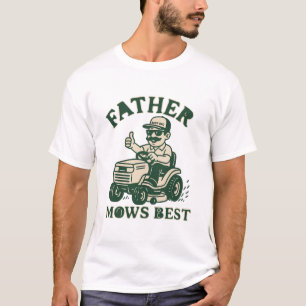 Vater mäht besten lustigen Rasenmäher Retro-Vater T-Shirt